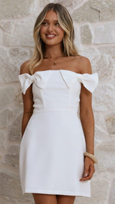 Taylor Bow Mini Dress - White