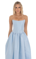 Strapless Corset Gown in Blue