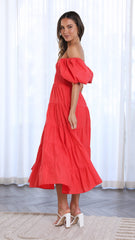Chyna Midi Dress - Red