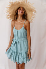 Petra Pintuck Pleat Fluted Hem Dress Sage