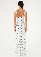 Roma Notte Maxi Dress - Porcelain Blue Polka Dot
