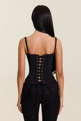 The Everly Lace Up Corset Top in Black