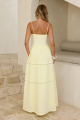 Sunny Day Embroidered Tiered Maxi Dress Yellow