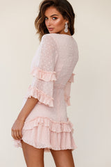 Erica Bell Sleeve Accordion Pleat Dress Hail Spot Nude