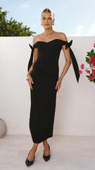 Zylah Off Shoulder Midi Dress - Black