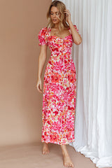 Montebello Puff Sleeve Maxi Dress Floral Pink/Orange