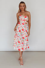 Halia One-Shoulder A-Line Midi Dress Floral Pink