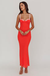 Girl Power Lace Strap Maxi Dress Red