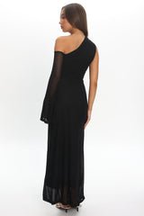 Prima One Shoulder Cut-Out Maxi Dress Black