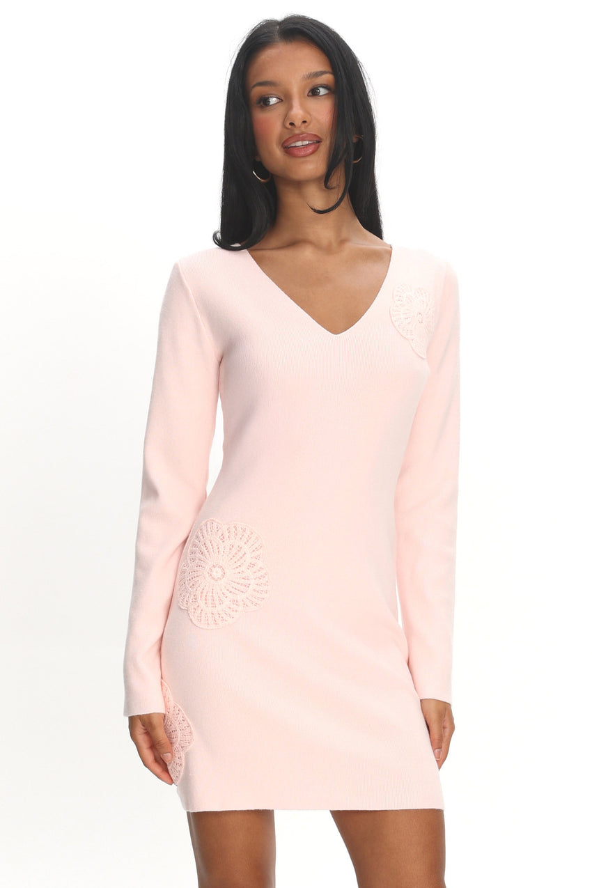 Xanda Knit Mini Dress Baby Pink