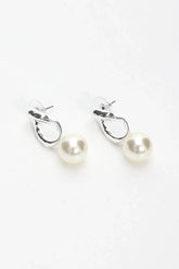 Krizia Drop Earrings Silver Pearl