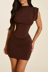 Sandra Corset Mini Dress in Brown