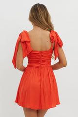 Lola Tied Shoulder Mini Dress Cherry Red
