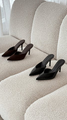 Karey Heel - Dark Cacao Suede
