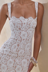 Zarisse | White Lace Square-Neck Maxi Dress