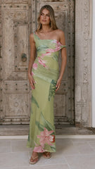 Lena Maxi Dress - Olive Floral