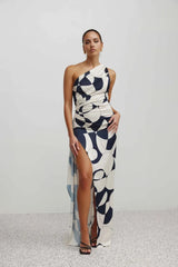 Samira Dress - Abstract Navy Print