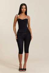 The Everly Lace Up Corset Top in Black