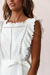 Meadow Ruffle Strap Open Back Midi Jumpsuit White