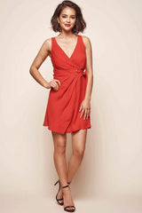 Olympia Cross Over Bow Tie Dress Red