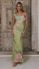 Lena Maxi Dress - Olive Floral