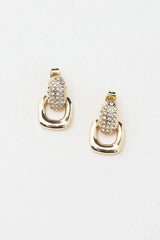 Memories Diamante Link Stud Earrings Gold
