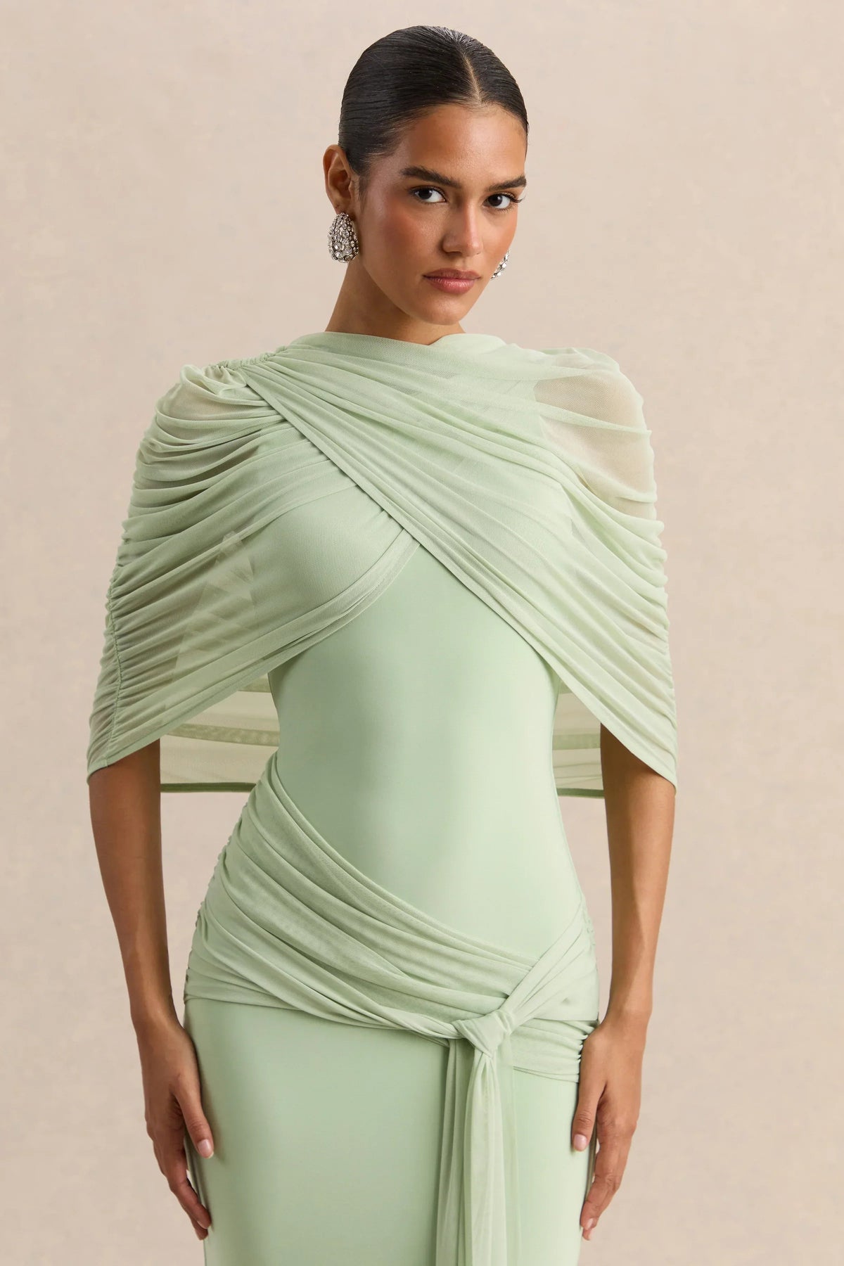 Magoria | Mint Mesh Round-Neck Cape