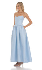 Strapless Corset Gown in Blue