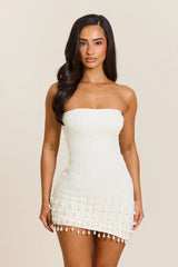 The Gwen Crochet Mini Dress in White