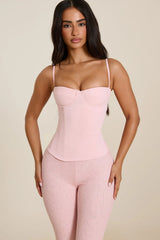The Everly Lace Up Corset Top in Baby Pink