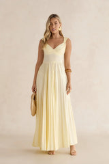 Song Of The Sky Plisse Maxi Dress Yellow