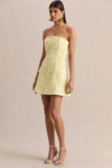 Natalie | Lemon Lace Bandeau Mini Dress