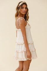 Sweet Surrender String-Tie Shoulder Dress Beige