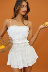 Remember Me Flounce Hem Drawstring Skirt White