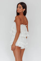Memories Tiered Bust Frill Trim Romper White