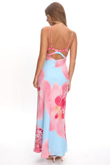 Floating Strappy Low Back Maxi Dress Orchid Blue