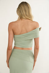 Gala One-Shoulder Crop Top Sage