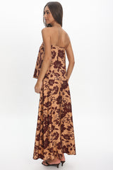 Sorella Floral Maxi Skirt Chocolate