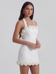 Backless Tie-Up Party Halter Neck Mini Dress