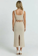 Bali Square Neck Sleeveless Crochet Midi Dress