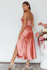 Yvette Wrap Neckline Midi Dress Desert Rose