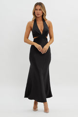 Of Your Dreams Cut-Out Halter Dress Black
