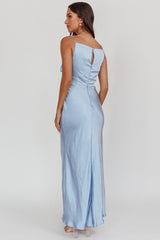 Laila Boat Neck Maxi Dress Stone Blue