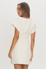 Chiana Gold Button Mini Dress White
