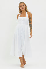 Marybeth Halterneck Midi Dress White