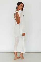 Zizi Long Sleeve Crochet Maxi Dress White