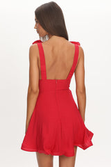 Kalinda Detachable Rose Mini Dress Red