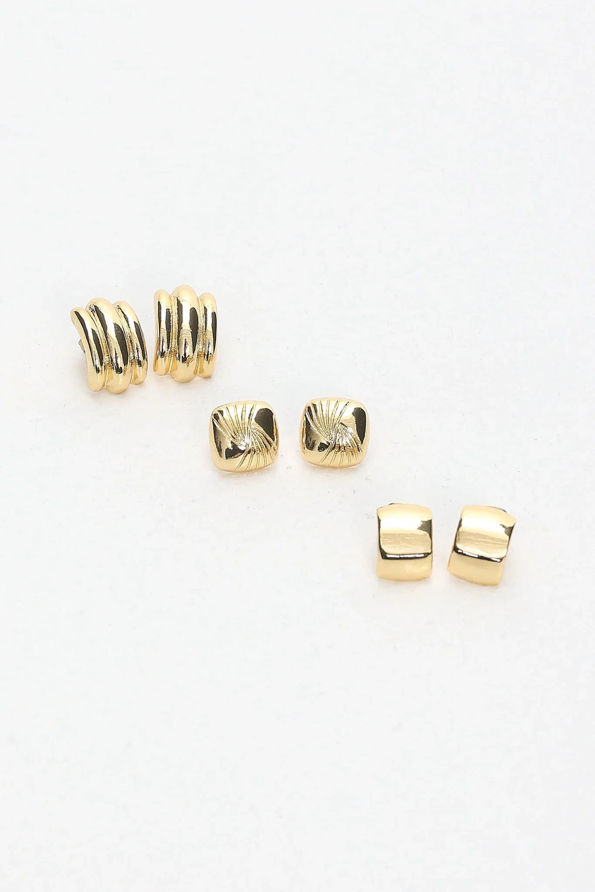Irma Geometric Stud Earrings Set Gold