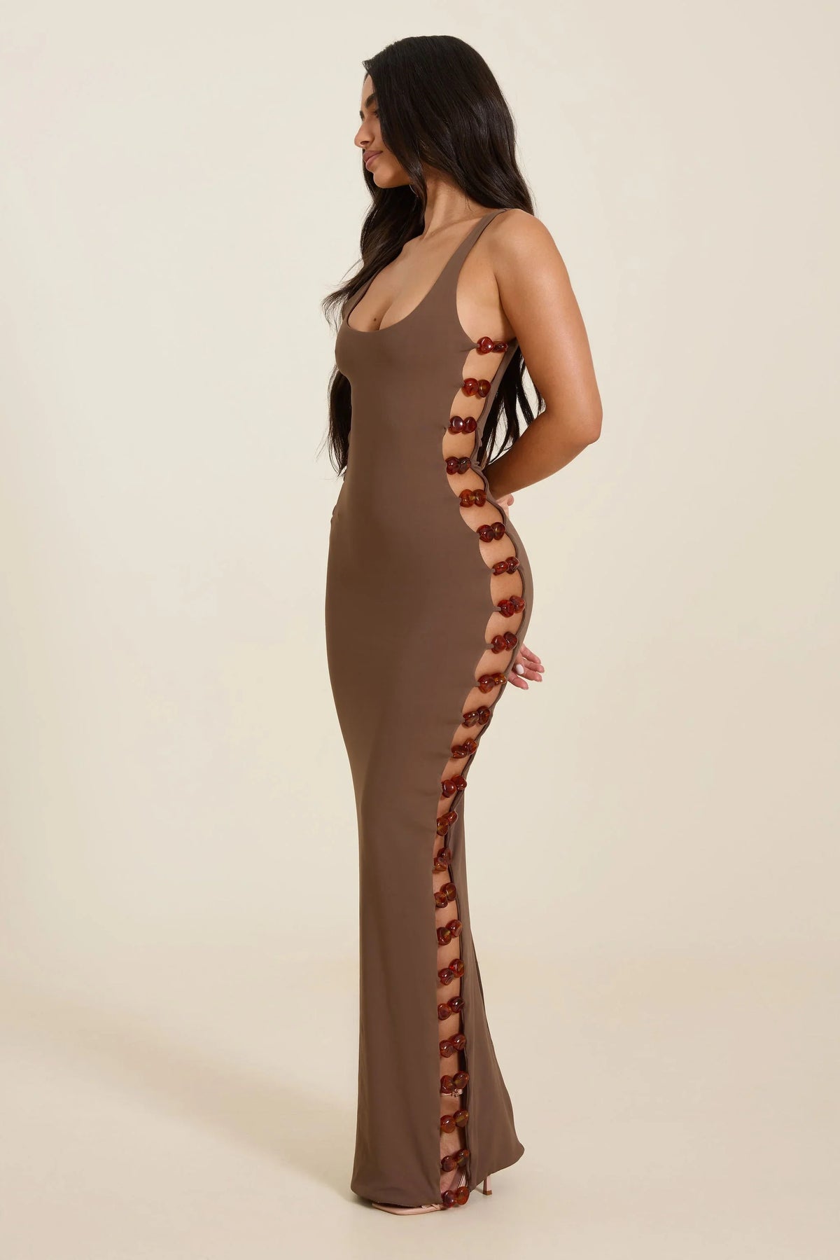 The Mya Maxi Dress in Brown