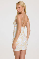 Embellished Mini Dress in Pearl